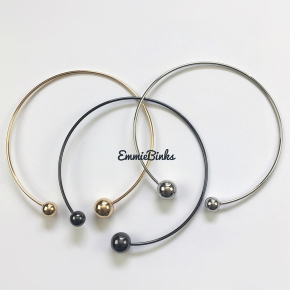 New Unique 2 Piece Metal Ball Open Collar Necklace & Bracelet Set - Picture 3 of 16